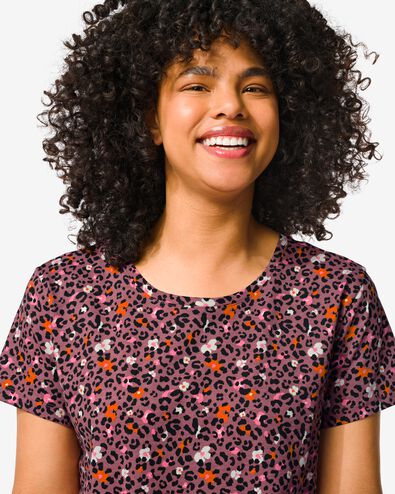 chemise de nuit femme en coton mauve XL - 23400195 - HEMA