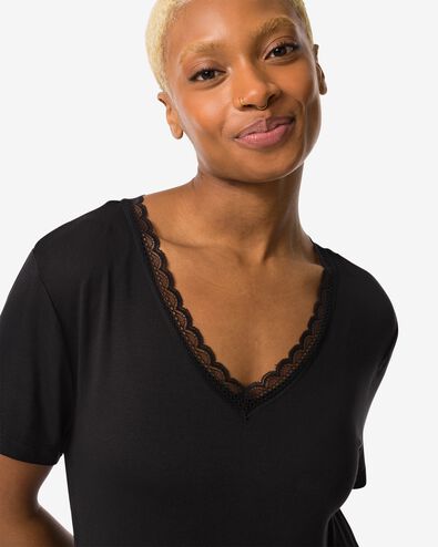 chemise de nuit femme viscose avec dentelle noir XL - 23493764 - HEMA