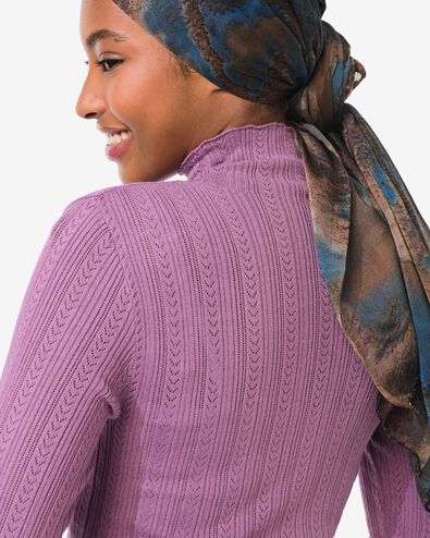 dames T-shirt Charlie pointelle paars paars - 36206240PURPLE - HEMA