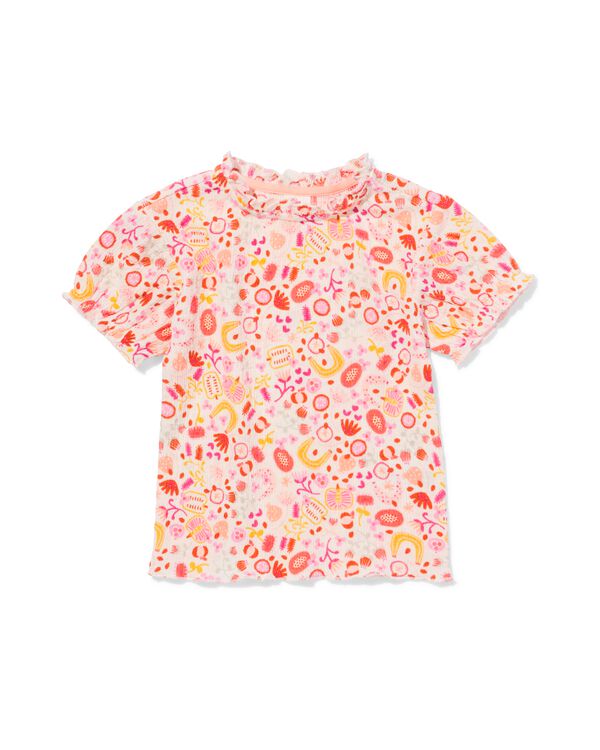 kinder T-shirt jersey bloemen ecru ecru - 30862267ECRU - HEMA