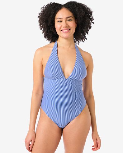 maillot de bain femme seersucker bleu - 22352070BLUE - HEMA