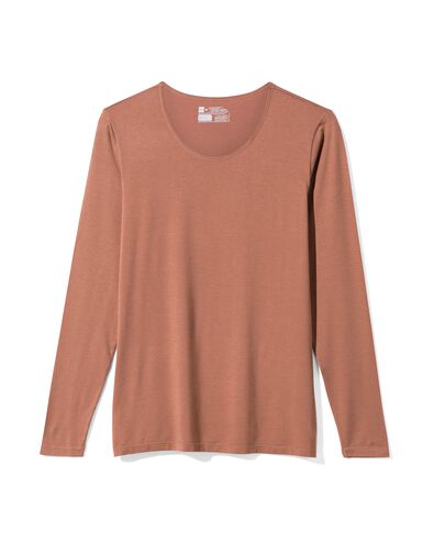 dames temptech T-shirt lange mouw middenbruin middenbruin - 19670671MIDBROWN - HEMA