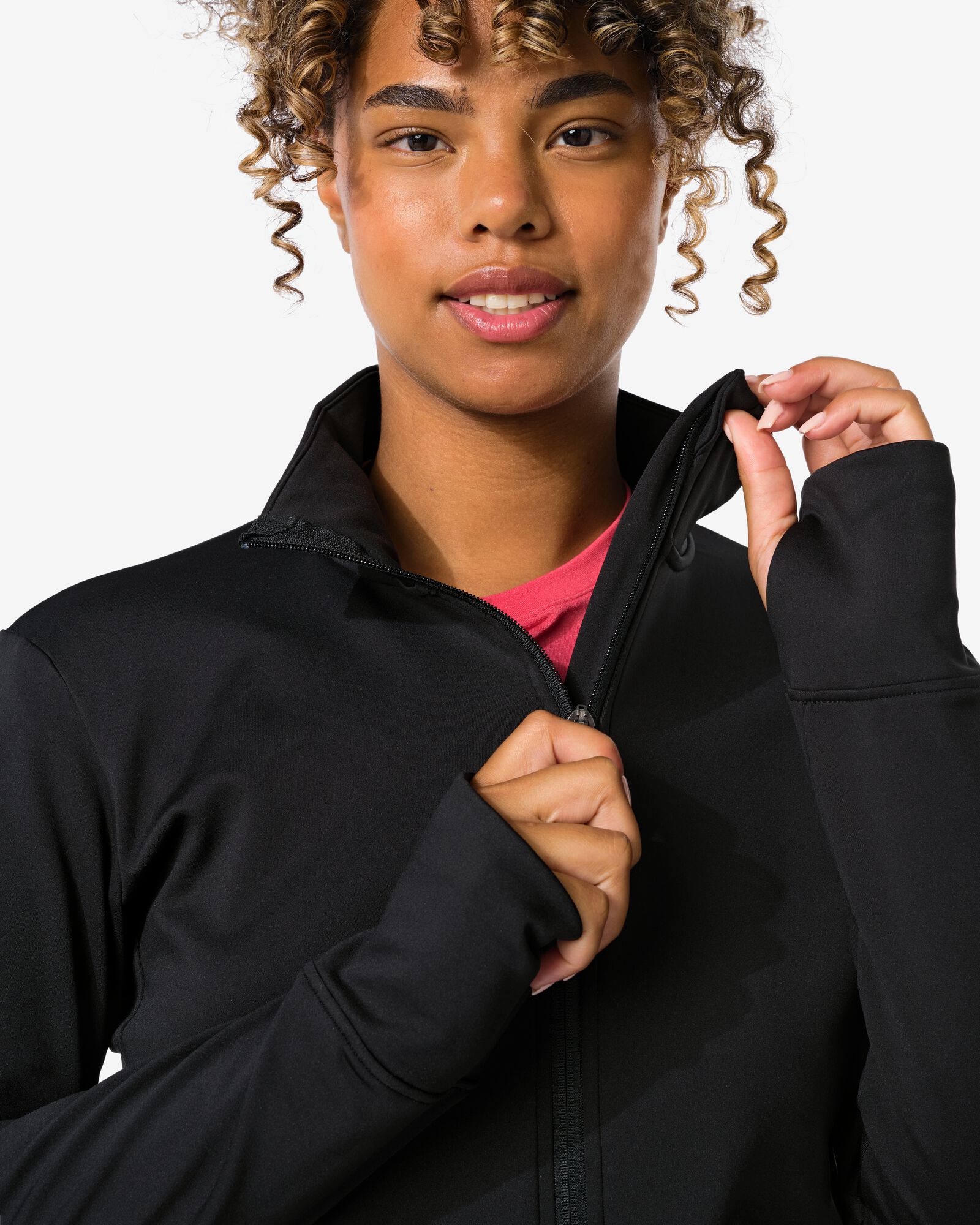 Damen-Trainingsjacke Fleece schwarz - 36000002BLACK - HEMA