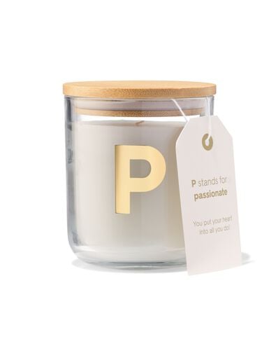 kaars in glas &Oslash;8x10cm letter P - 61100415 - HEMA