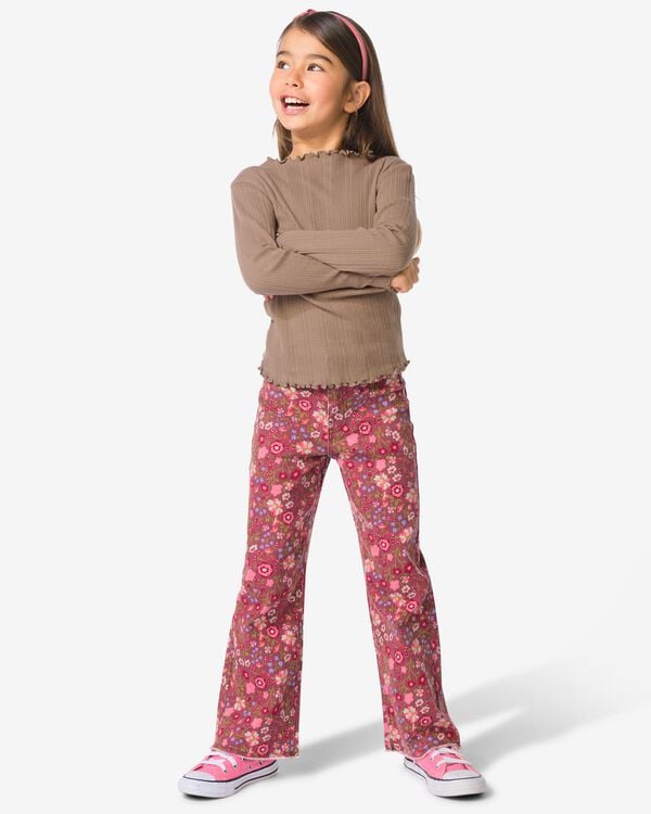 jean enfant large fleurs marron clair marron clair - 30838402LIGHTBROWN - HEMA