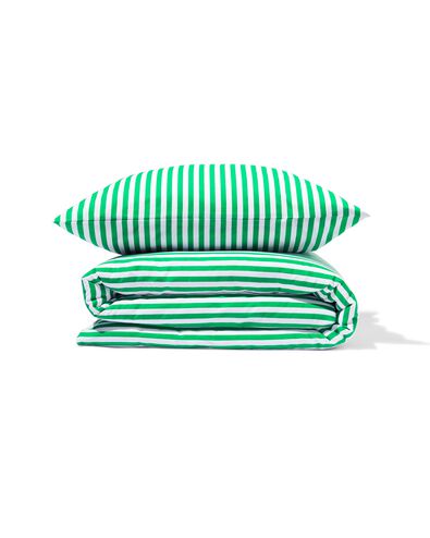 Kinder-Bettwäsche, Soft Cotton, 140 x 200 cm, Streifen, grün - 5760147 - HEMA