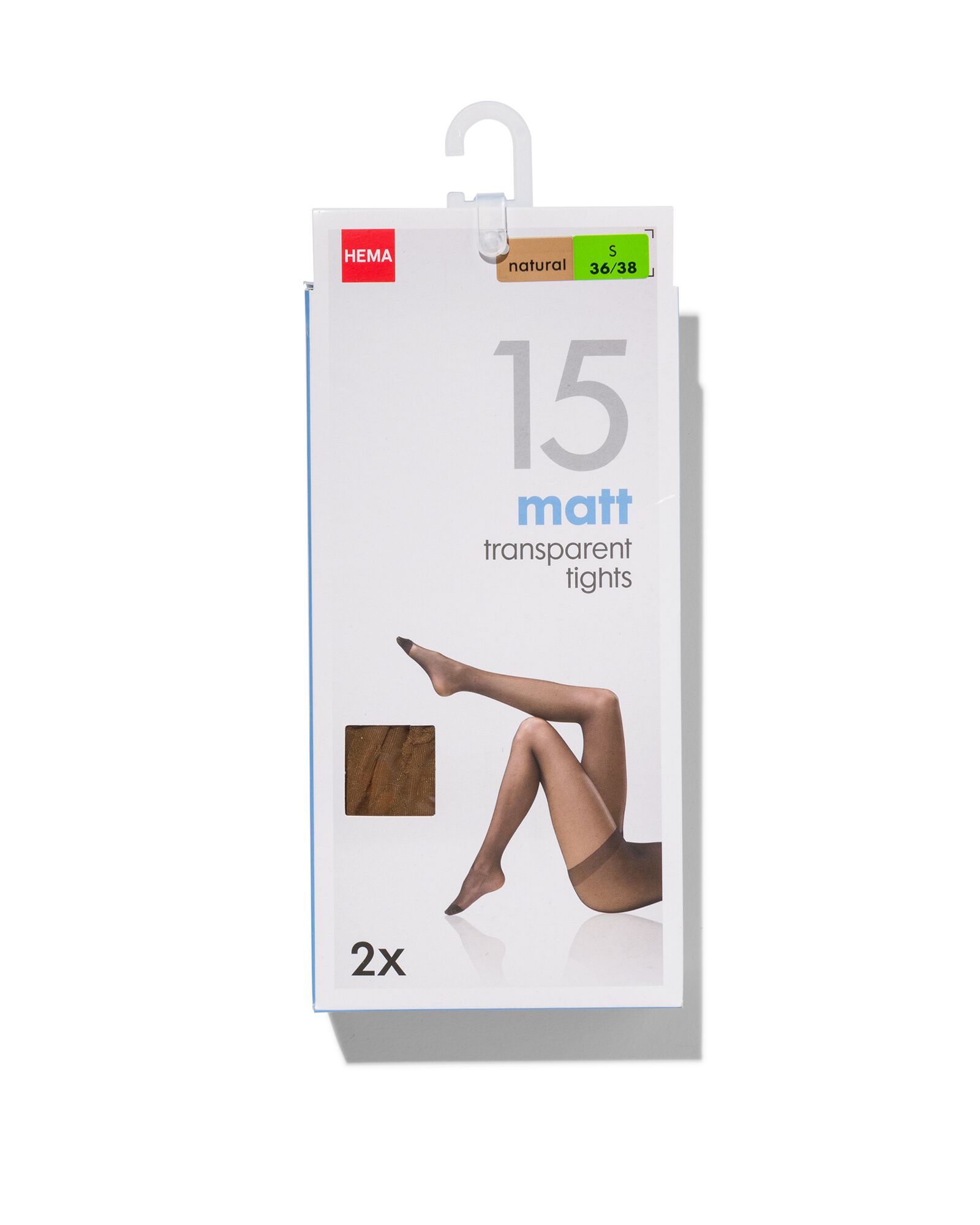pantys mat 15denier - 2 stuks naturel naturel - 1000000747 - HEMA