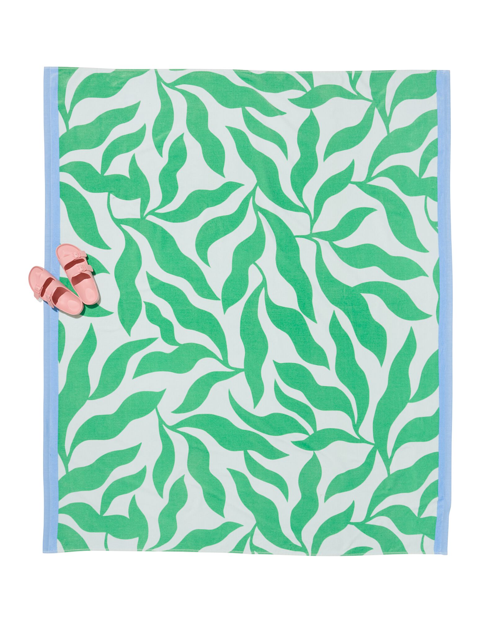hema serviette de plage velours 160x180 feuilles (vert)