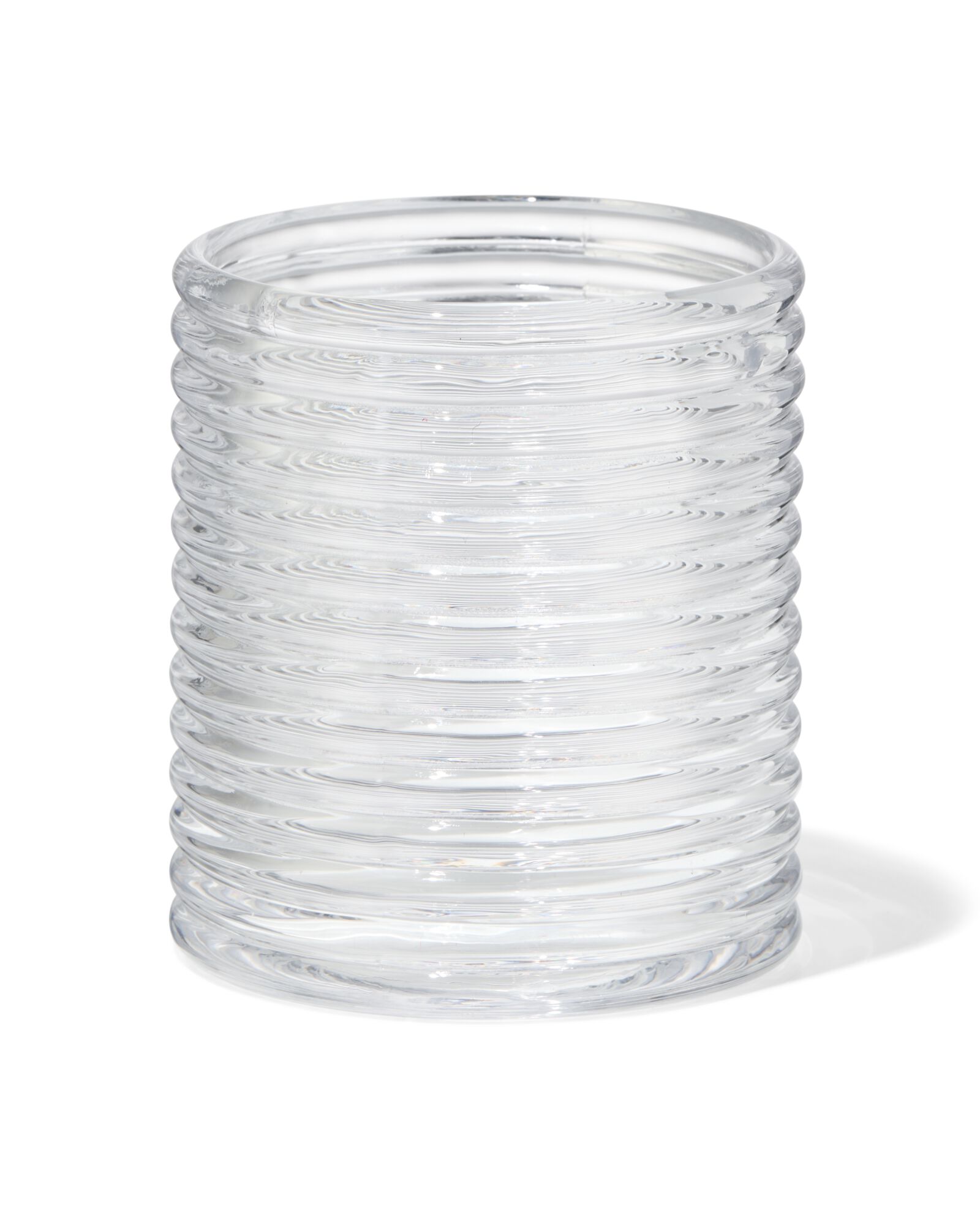 sfeerlichthouder ⌀7x8cm glas ribbel - 13326038 - HEMA