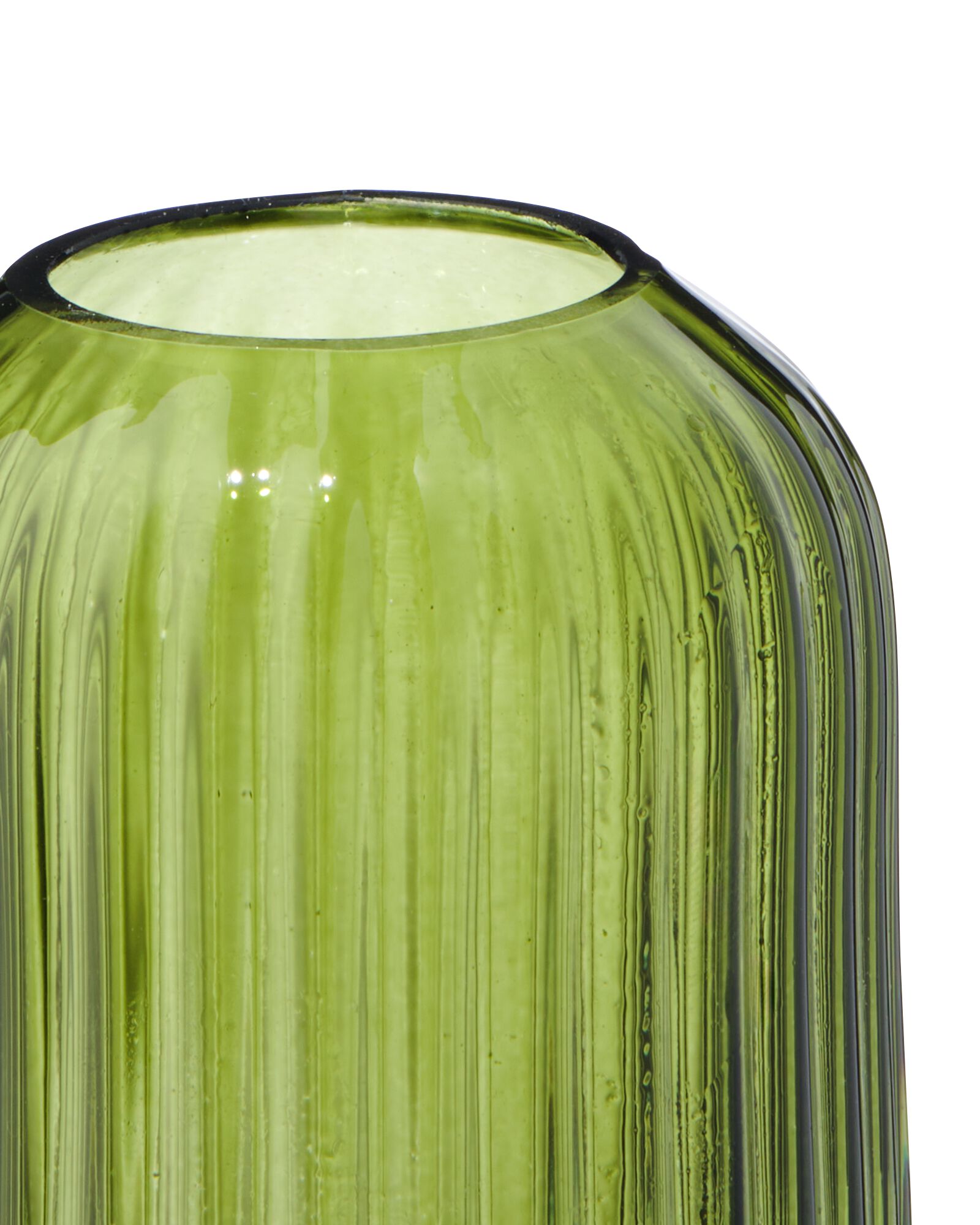 Vase f&uuml;r Duftst&auml;bchen, ⌀ 5,5 x 11 cm, Glas, gerippt, dunkelgr&uuml;n - 13507539 - HEMA