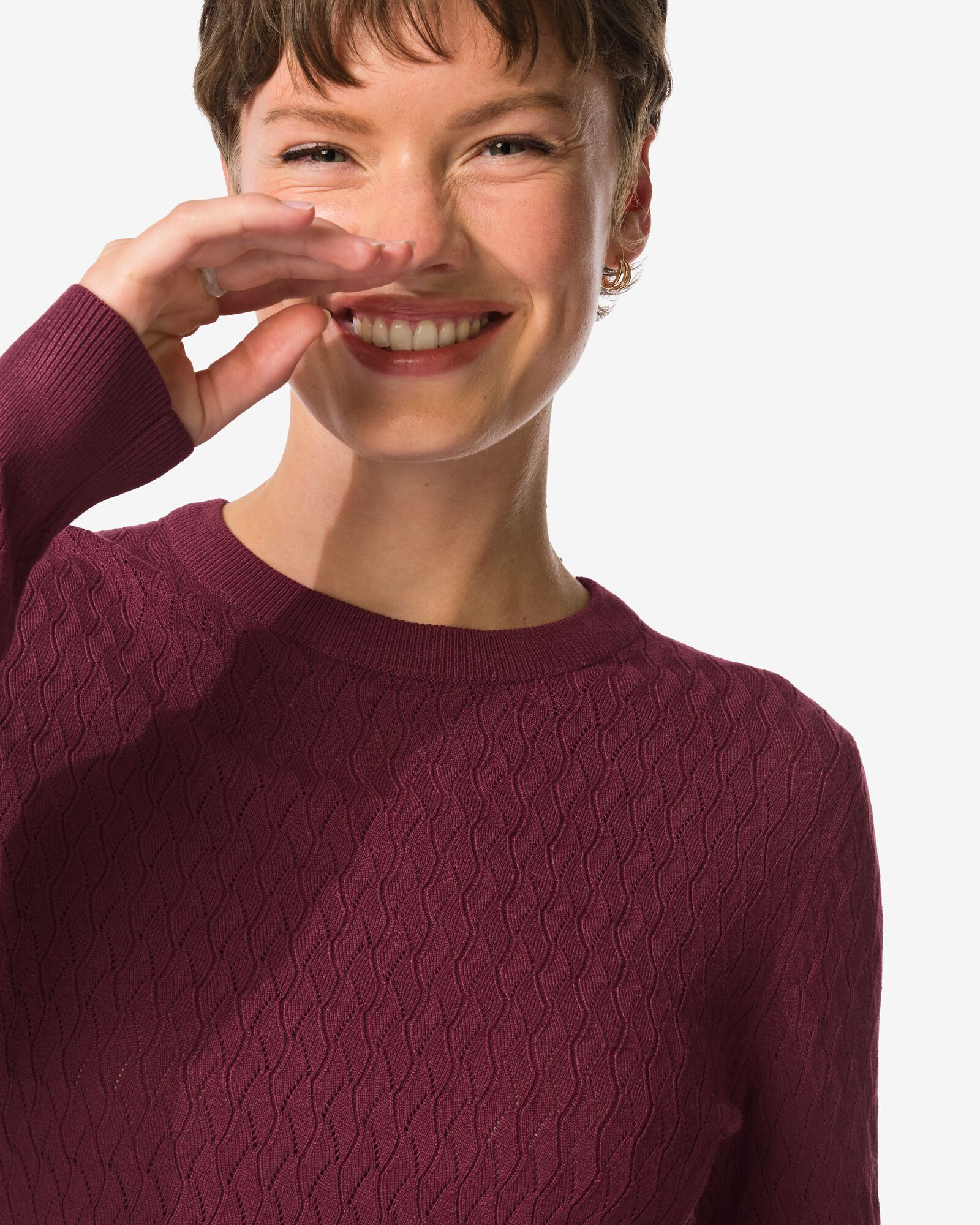 pull femme structuré Louisa bordeaux - 36202880BURGUNDYRED - HEMA