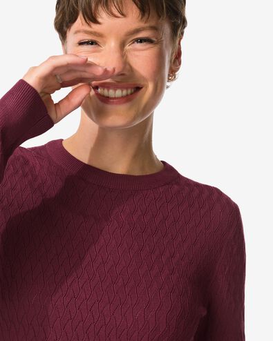 pull femme structuré Louisa bordeaux - 36202880BURGUNDYRED - HEMA
