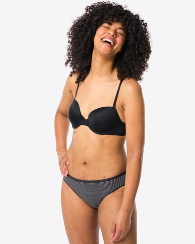 2 slips femme coton stretch noir/blanc noir/blanc - 19620900BLACKWHITE - HEMA