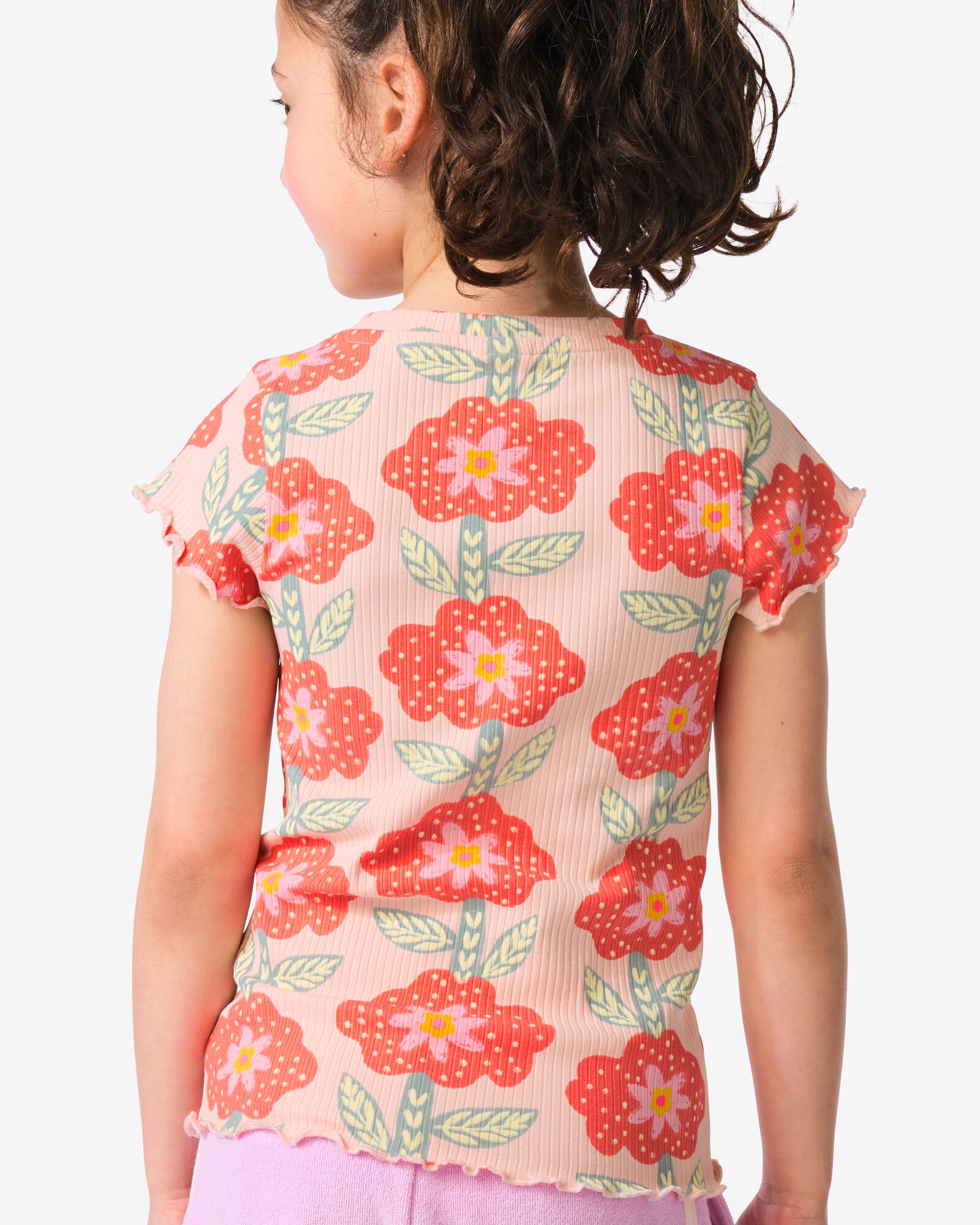 t-shirt enfant jersey fleurs rose p&acirc;le rose p&acirc;le - 30866409LIGHTPINK - HEMA