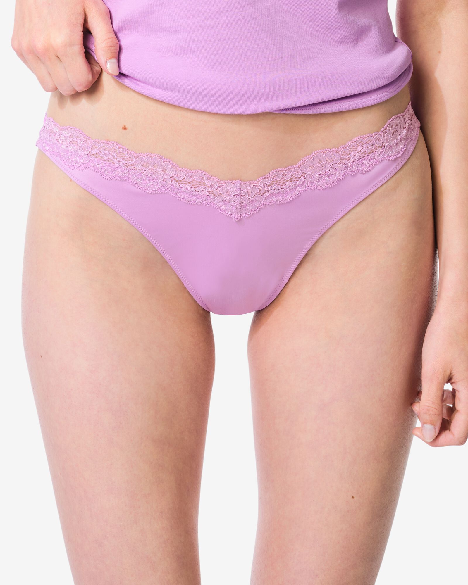 damesbrazilian hoge beenuitsnede micro met kant violet paars violet paars - 19601144VIOLETPURPLE - HEMA