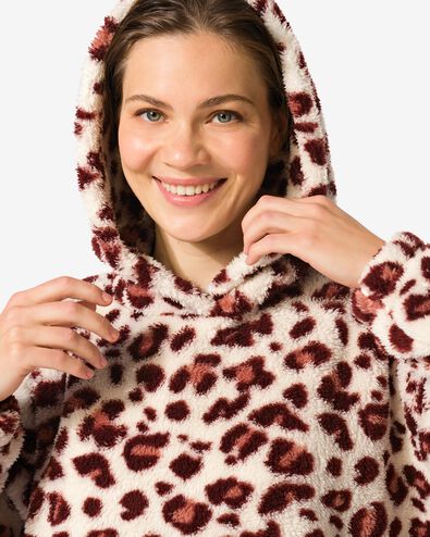 damesnachthemd fleece luipaard beige S/M - 23400651 - HEMA