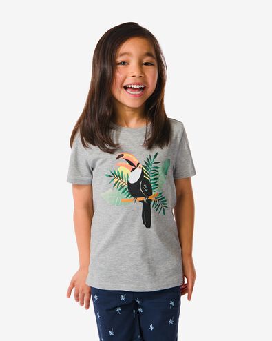 kinder t-shirt toekan grijsmelange - 1000031238 - HEMA