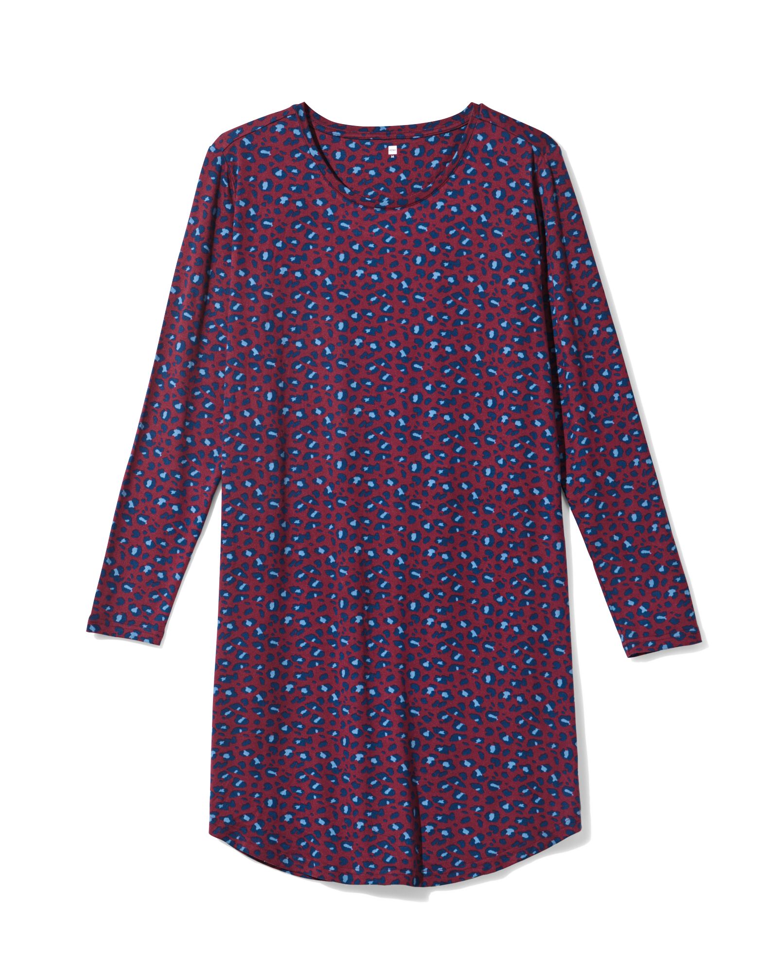 Damennachthemd aus Mikrofaser, Leopardenmuster bordeauxrot - 23400940BURGUNDYRED - HEMA