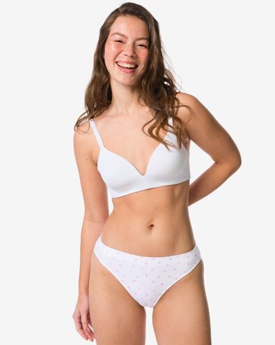 slip femme sans couture c&ocirc;tel&eacute; fleurs blanc blanc - 19603015WHITE - HEMA