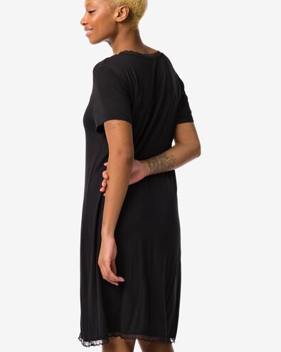 Damen-Nachthemd, Viskose, mit Spitze schwarz S - 23493761 - HEMA
