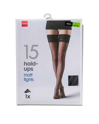 bas autofixants &agrave; bord en dentelle - mat - 15 deniers - 4042348 - HEMA