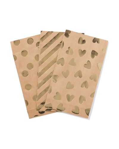 sacs cadeaux M kraft à pois - lot de 3 - 14710299 - HEMA