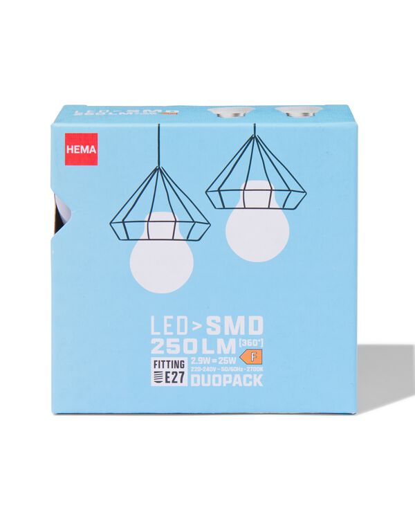 2 ampoules sphérique led smd E27 2,9W 250lm - 20070039 - HEMA