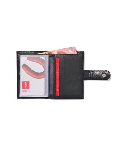 portemonnee met hoesjes zwart leer - 18140062 - HEMA
