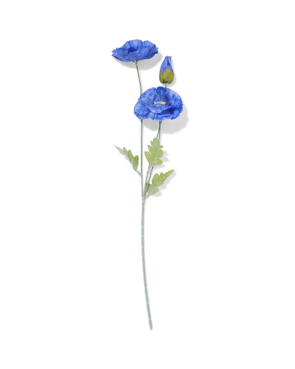 kunstbloem klaproos 55cm felblauw - 41300111 - HEMA