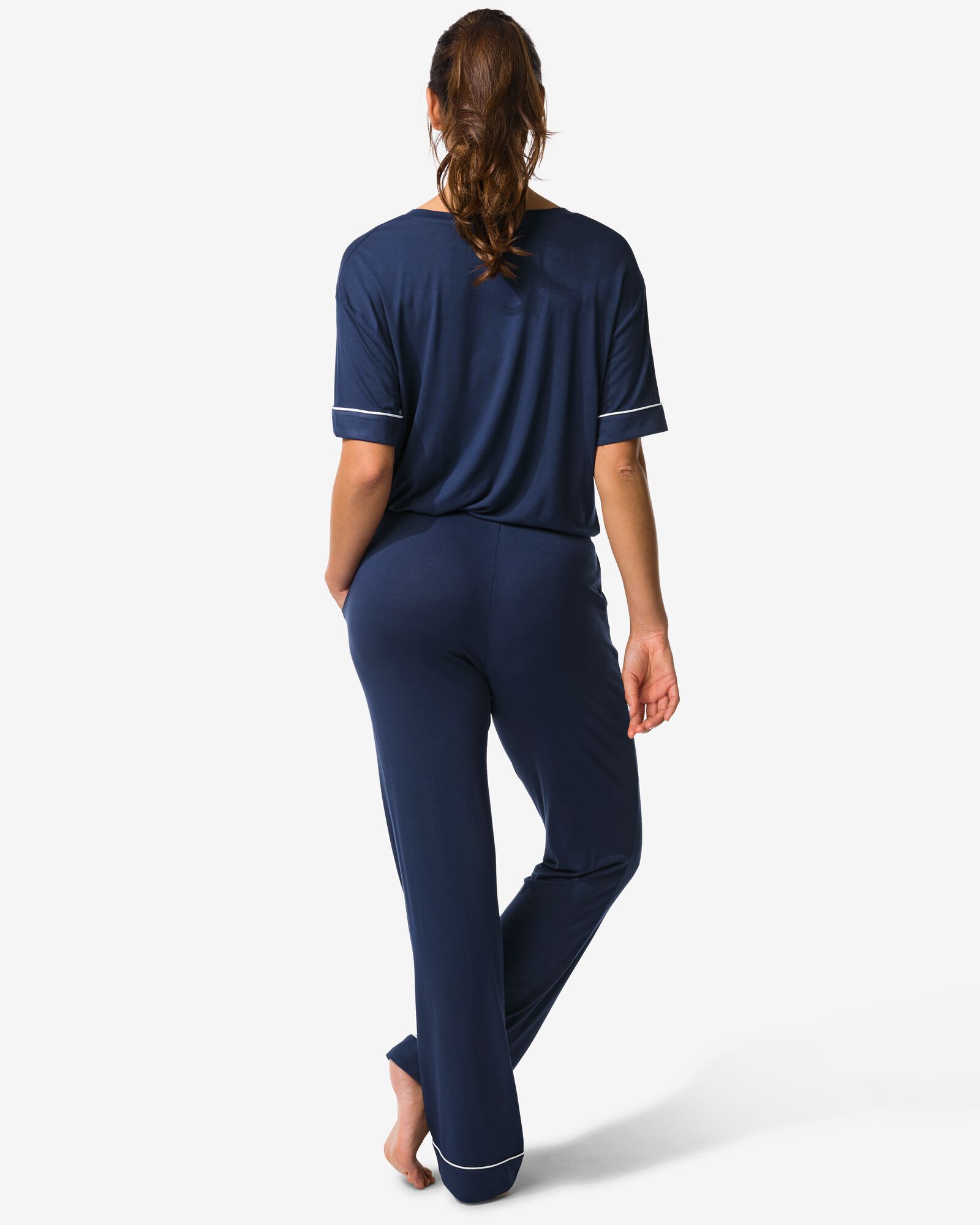 pantalon de pyjama femme viscose bleu fonc&eacute; bleu fonc&eacute; - 23420135DARKBLUE - HEMA
