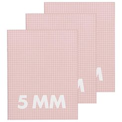 3er-Pack Hefte, rosa, DIN A5, kariert (5 x 5 mm) - 14101604 - HEMA