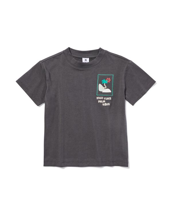 kinder T-shirt print donkergrijs donkergrijs - 30718505DARKGREY - HEMA