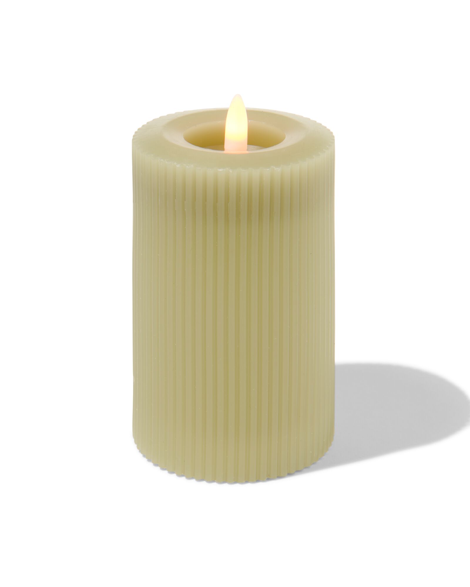 bougie nervur&eacute;e LED avec cire &Oslash;7.5x12.5 vert clair - 13550058 - HEMA