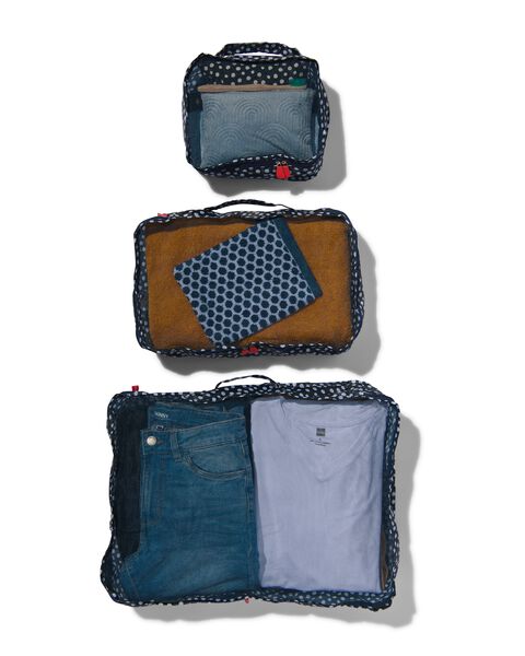 Kruis aan aankleden kan zijn bagage organizers opvouwbaar - 3 stuks - donkerblauw - HEMA