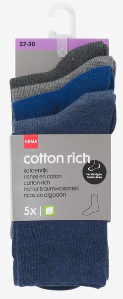 kinder sokken met katoen - 5 paar blauw 39/42 - 4360075 - HEMA