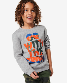 Kinder-Sweatshirt, Schriftmotiv graumeliert graumeliert - 1000029829 - HEMA