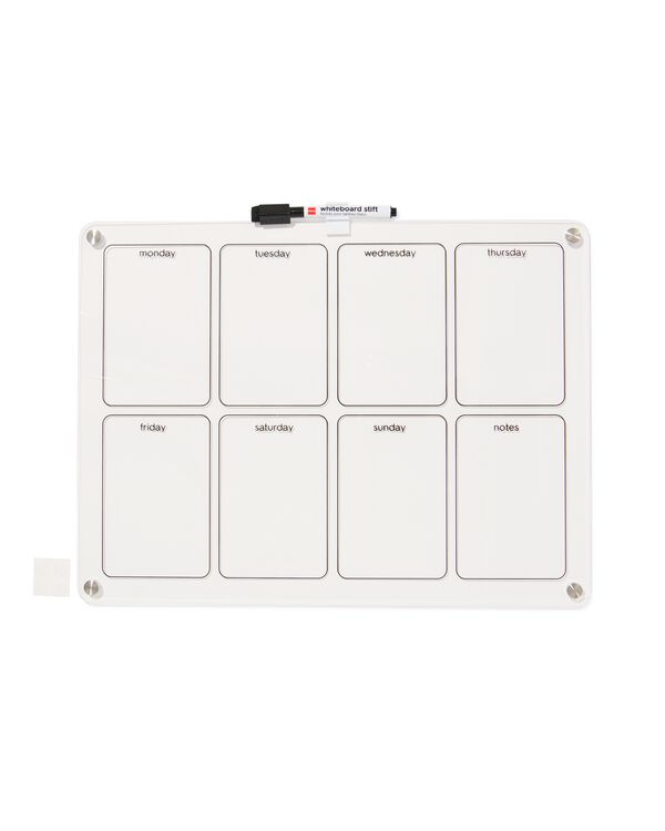 tableau blanc avec marqueur et aimants 40x30 cm semaine - 14803954 - HEMA