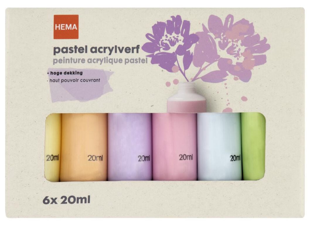 Acrylfarben, Pastell, 6 x 20 ml - 60720092 - HEMA