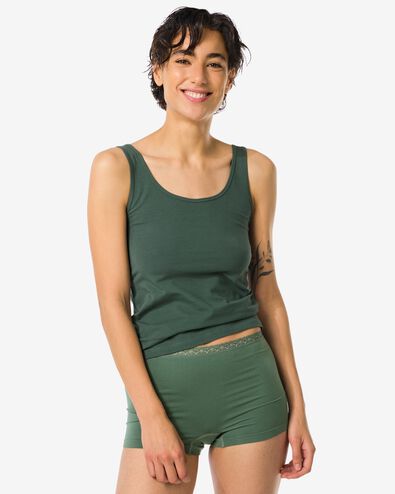 boxer femme sans coutures microfibre avec dentelle vert fonc&eacute; vert fonc&eacute; - 19611634DARKGREEN - HEMA