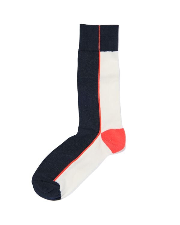 heren sokken met katoen kleurblokken donkerblauw donkerblauw - 4102615DARKBLUE - HEMA