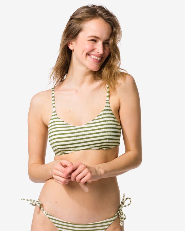 damesbikinitop Evanne rib strepen middengroen middengroen - 22360190MIDGREEN - HEMA