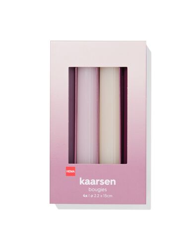 Haushaltskerzen, &Oslash; 2,2 &times; 16 cm, rosa &ndash; 4 St&uuml;ck - 13506141 - HEMA