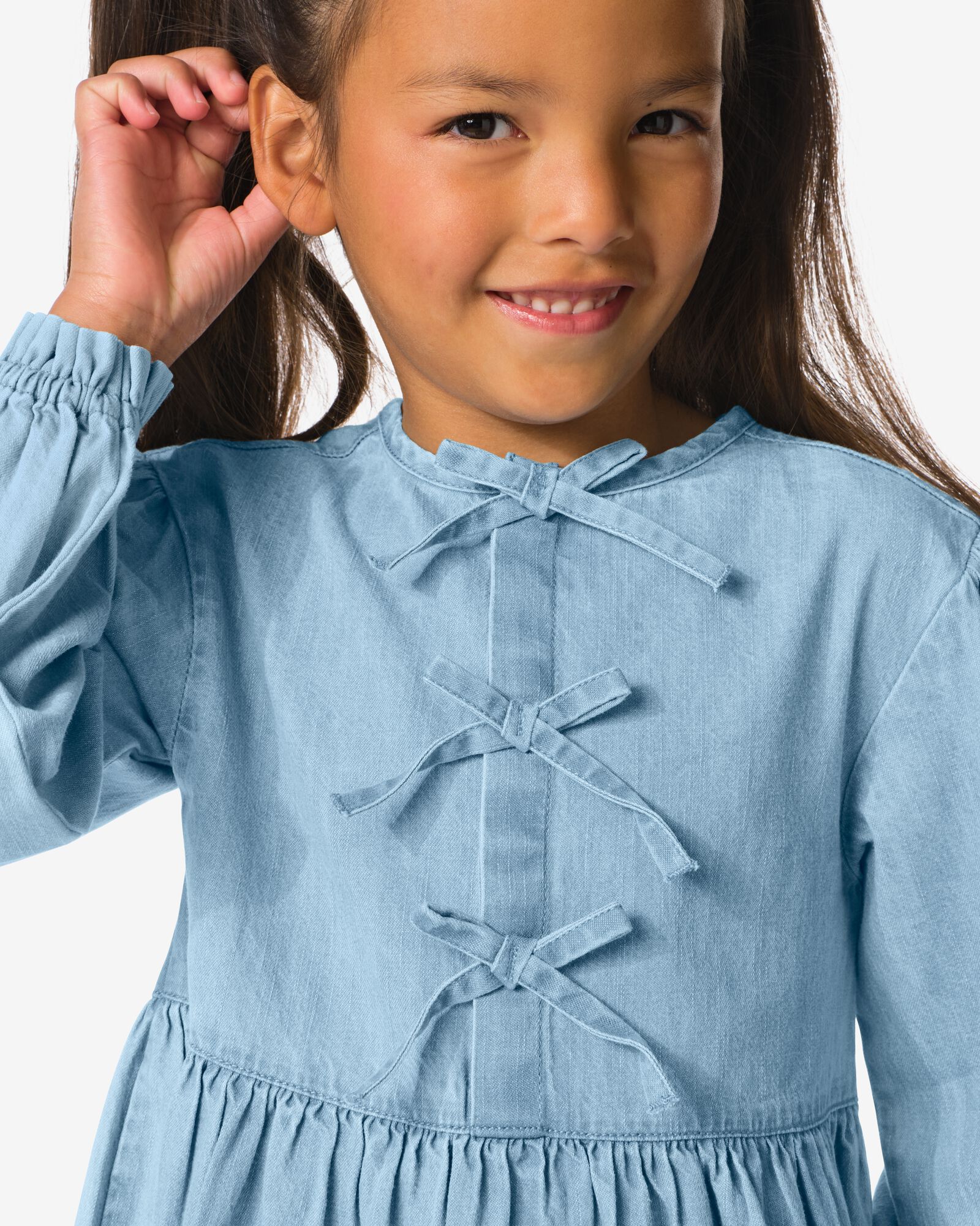 Kinderkleid mit Schleifen in A-Linie blau blau - 30839837BLUE - HEMA
