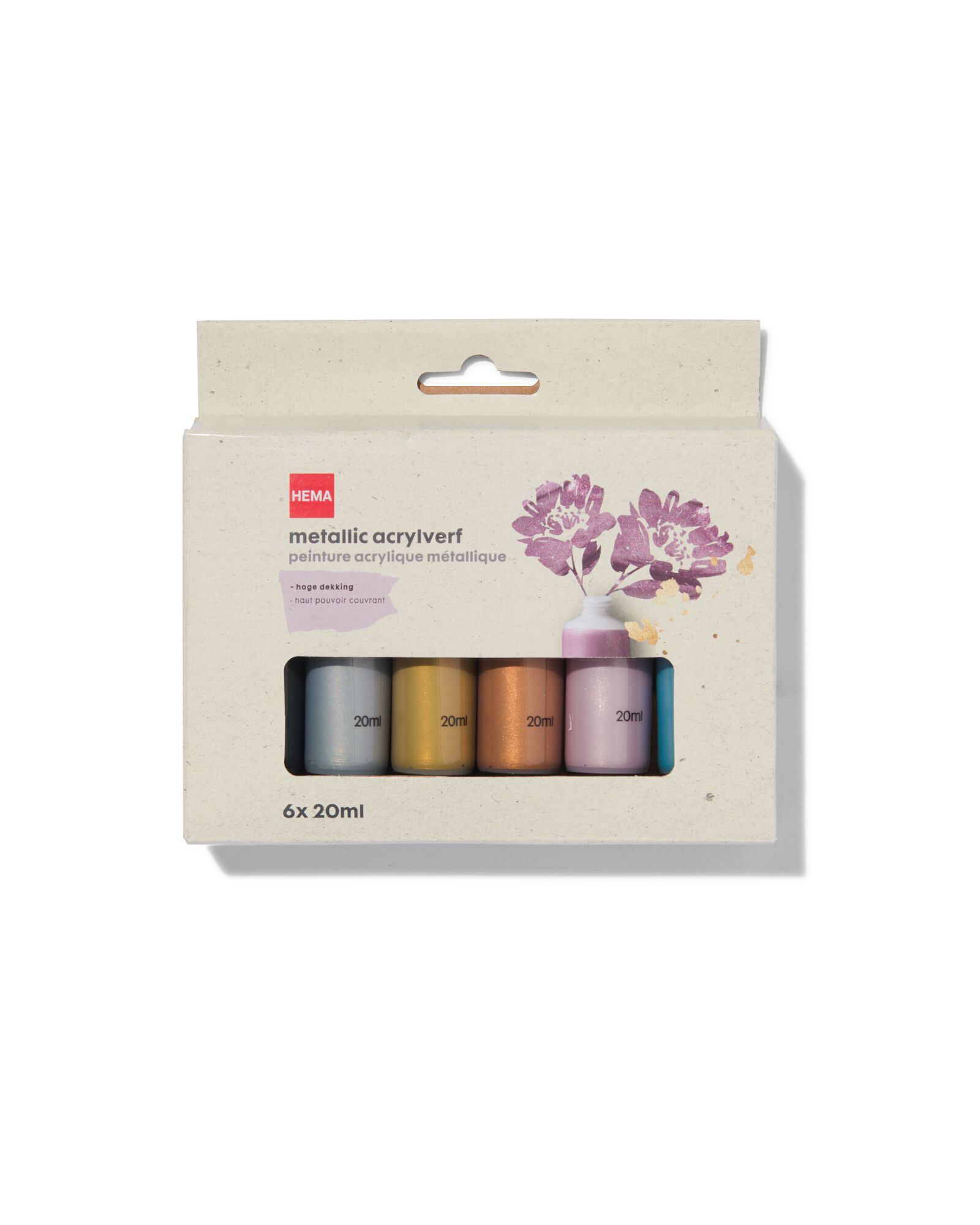 peinture acrylique m&eacute;tallis&eacute;e 6 x 20&nbsp;ml - 60720097 - HEMA