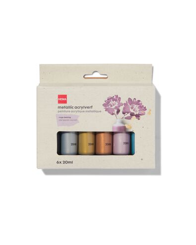 peinture acrylique m&eacute;tallis&eacute;e 6 x 20&nbsp;ml - 60720097 - HEMA