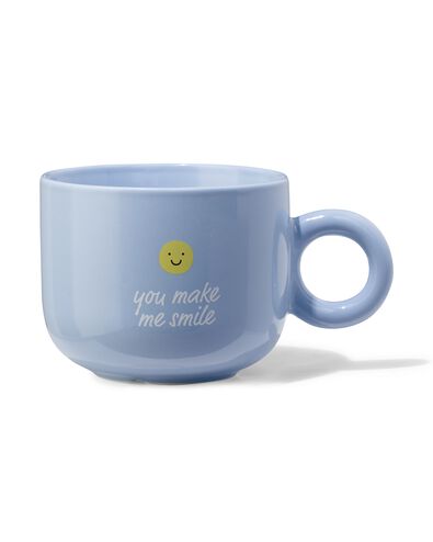 Teebecher 480 ml, Steingut, hellblau, &bdquo;Smiley&ldquo; - 61100282 - HEMA