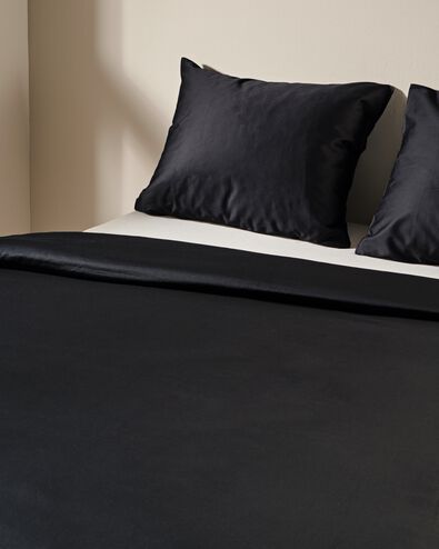 housse de couette 200x200/220 cm coton h&ocirc;tel satin noir - 5790274 - HEMA
