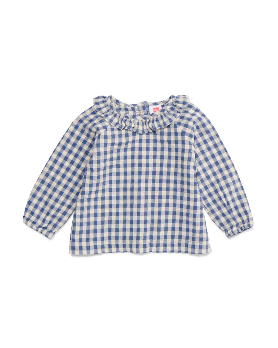 Wasserette Product beneden baby blouse met ruffles blauw - HEMA