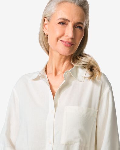 chemisier femme Lizzy avec lin blanc blanc - 36289370WHITE - HEMA