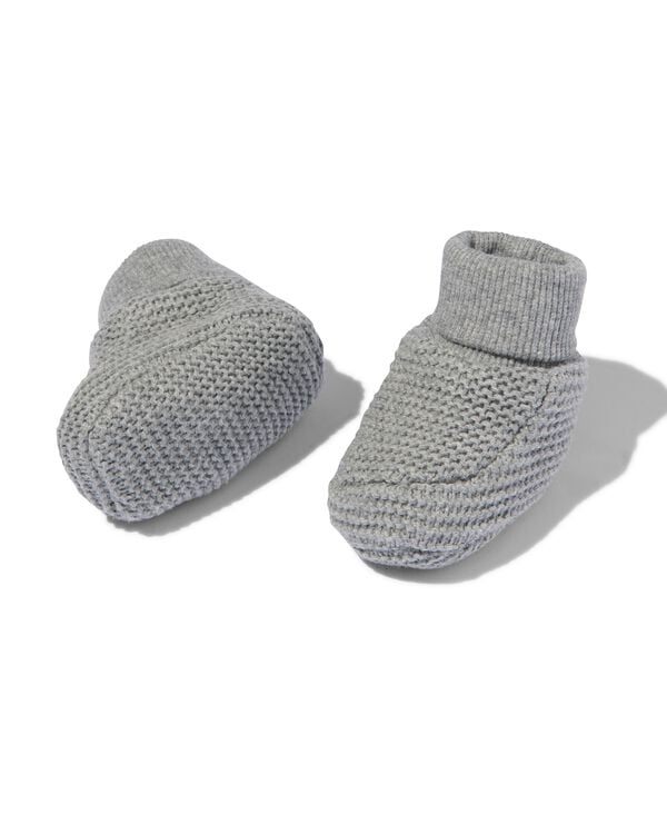 chaussons nouveau-né tricot gris chiné - HEMA